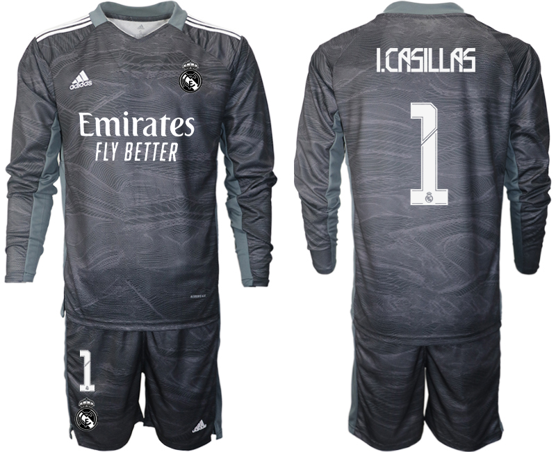 Men 2021-2022 Club Real Madrid black Long Sleeve goalkeeper #1 Soccer Jerseys->customized soccer jersey->Custom Jersey